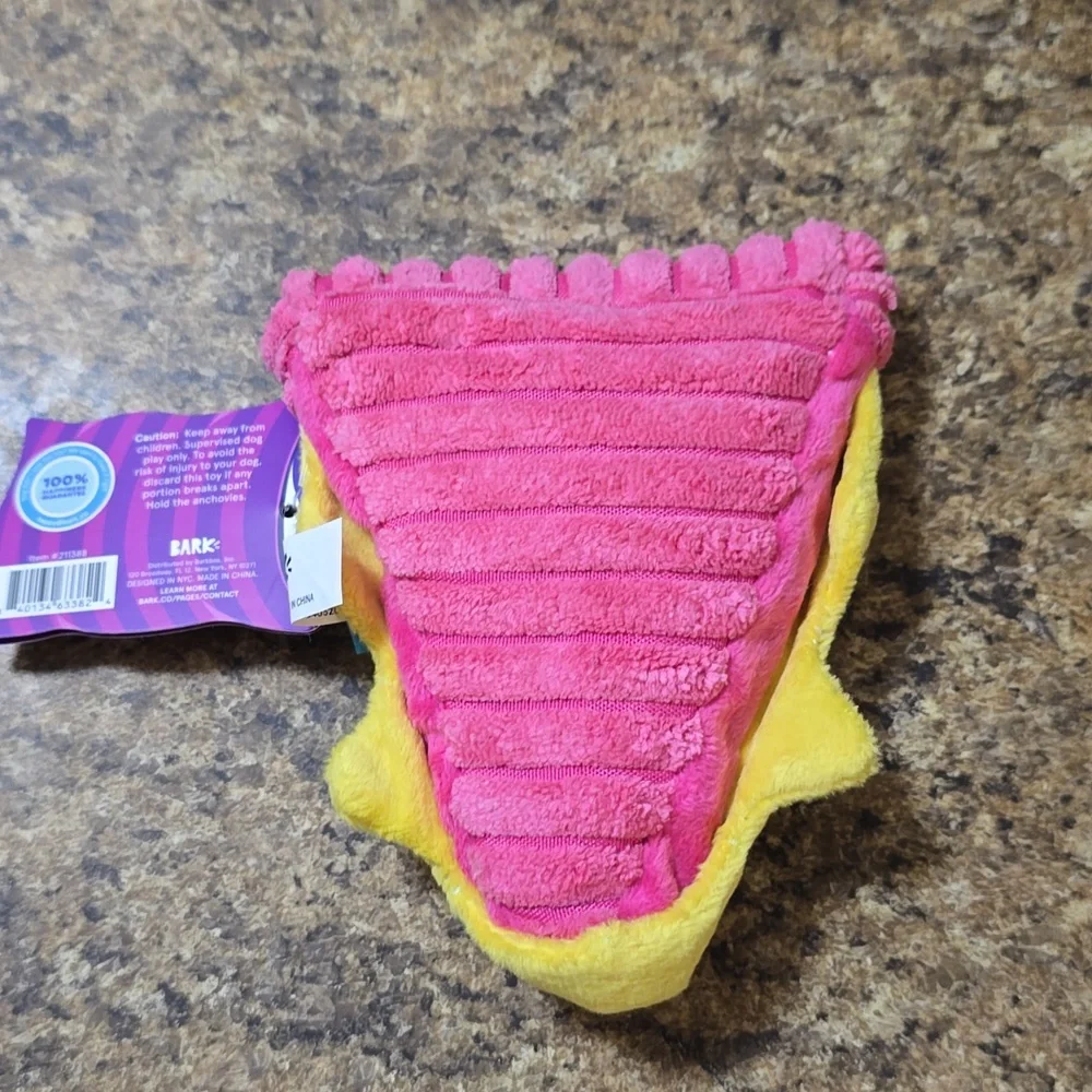 Bark Slice Sloce BabyYellow and Pink Pizza Dog Toy NWT‎ Size Small 0-20 Pounds